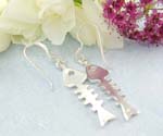 Fish hook back, 925 sterling silver earrings with shinny fish bone designed