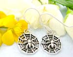Tiny spider web pattern sterling silver earrings with fish hook