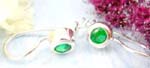 Green cz with round shape design with sterling silver earring