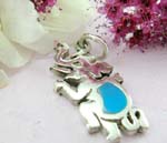 Sterling silver pendant with elephant and turquoise