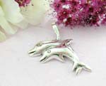 Sterling silver pendant with double swimming dolphin 