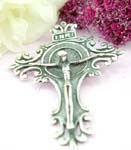 Holy Jesus on fansy cross pattern design sterling silver pendant
