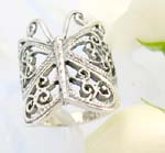 Sterling silver ring with butterfly and spirl design in the butterfly body 