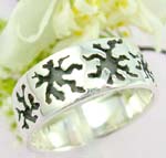 Sterling silver ring with sun black tattoo pattern