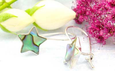 Afordable wholesale sterling silver jewelry shopping online sterling silver earrings with star shape and abalone 
