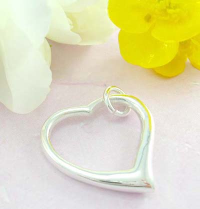 Online fine custom jewelry 925 Sterling silver pendant cut-out with plain heart shape     