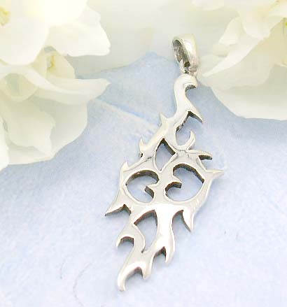 Shopping body building jewelry fire tattoo pattern with double on each side design in sterling silver pendant   