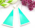 Sterling silver earring with green turquoise and triangle shape design