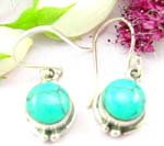 Sterling silver earring with round shape turquoise and silver bead design