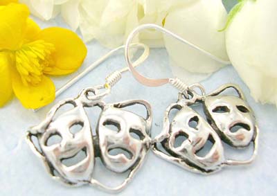Cheap shopping online discount mask jewelry of sterling silver earrings decor with human facial mask pattern, fish hook back to fit  