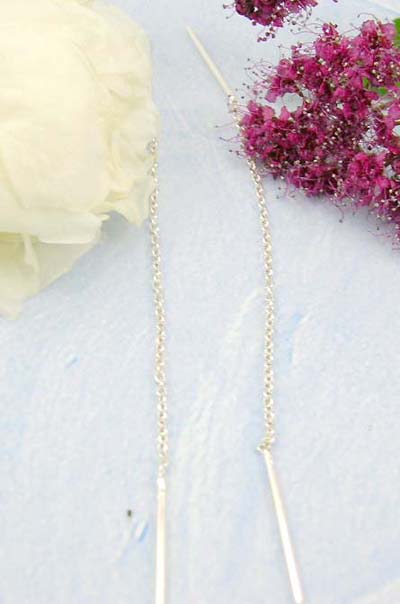 Erotic wholesale costume jewelry shopping online sterling silver ear hanger design in chain-in double strip pattern design  