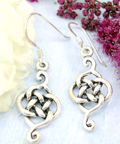 Online shopping mall body piercing jewelry sale sterlign silver earrings eith celtic knot work, fish hook fit   