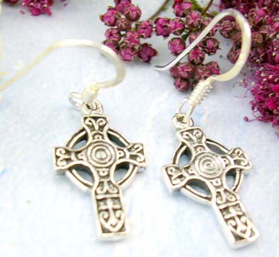 Shopping discount jewelry online Sterling silver earring with cross and spiral and heart pattern 