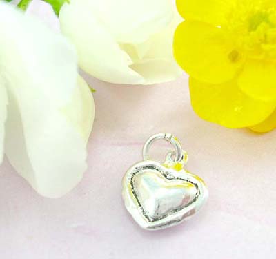Discount fine jewelry 925 Sterling silver pendant design in plain double heart shape    