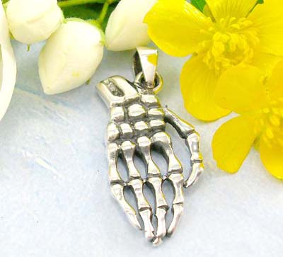 Online discount catalog hand bone  design in 925 sterling silver pendant  