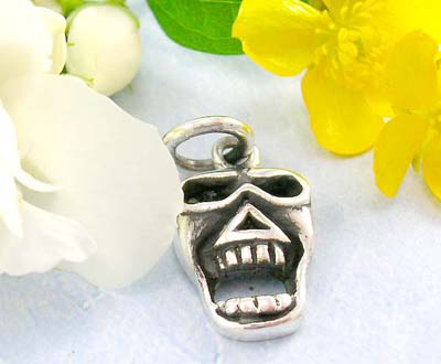 Hip hop jewelry catalog angry skull design in 925 sterling silver pendant  