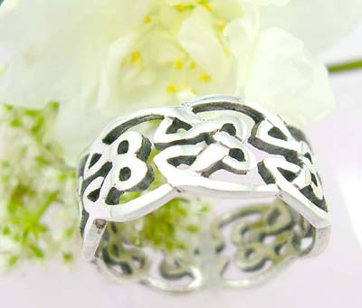  Discount ring online sterling silver ring with flower celtic knot work     