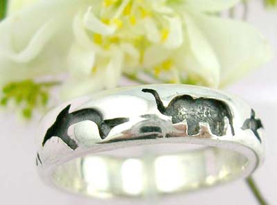  Teen trendy jewelry online Sterling silver ring with different animals tattoo design      