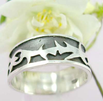  Online teen trendy jewelry Sterling silver ring with fire tattoo      